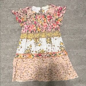 Zara Floral Girls Dress - Pink and Yellow